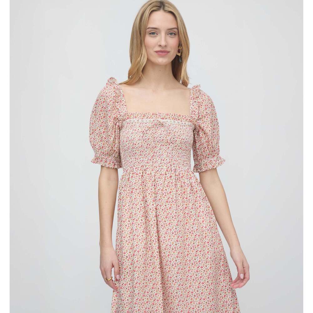 Hill House Home The Scarlett Nap Dress - Ivory Geo Ditsy Size LIvory Geo Ditsy / - Picture 2 of 3